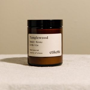 etikette candle. Tanglewood sweet honey and myrtle